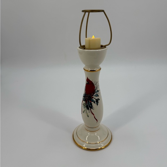 VTG Lenox Winter Greetings Ceramic Cardinal Christmas Table Lamp with Gold Trim - Picture 14 of 16